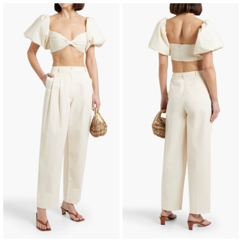 New Solid & Striped x Sofia Richie Grainge The Taline Ecru Pants Small NWT